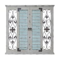 thumbnail image 1 of DecMode Beige Wooden Window Shutter Scroll Wall Decor with Metal Scrollwork Relief, 1 of 14