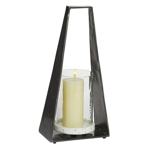 DecMode Black Aluminum Decorative Candle Lantern