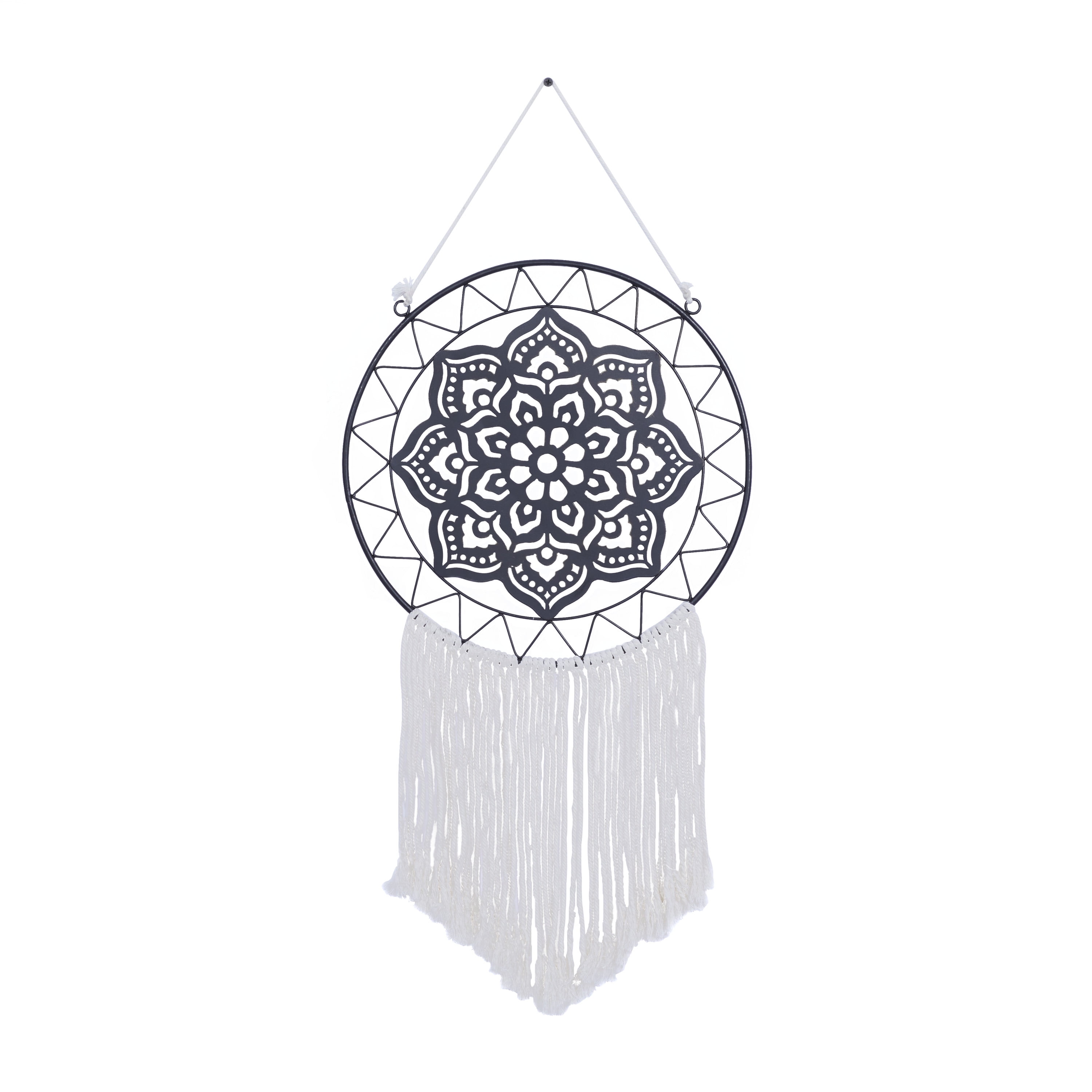 Oversized Black Metal and Canvas Abstract Wall Hanging
