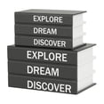 thumbnail image 1 of DecMode Black Canvas Decorative Box with White Explore, Dream, Discover Text, 2 Count, 1 of 23