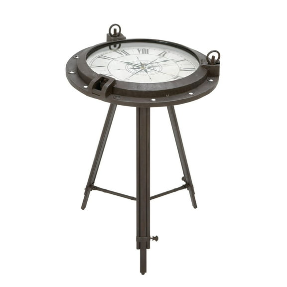 DecMode Black Coastal Metal Compass Inspired Accent Table, 19"W x 24"H