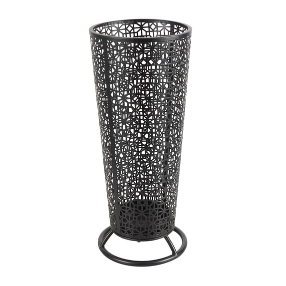DecMode Black Geometric Metal Cone Shaped Umbrella Stand with Circular Ring Base
