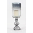 thumbnail image 1 of DecMode Black Glass Handmade Turned Style Pillar Hurricane Lamp with Smoked Glass Finish, 1 of 8