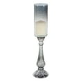 thumbnail image 1 of DecMode Black Glass Handmade Turned Style Pillar Hurricane Lamp with Smoked Glass Finish, 1 of 8