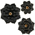 thumbnail image 1 of DecMode Black Metal 3D Floral Wall Decor with Gold Center (3 Count), 1 of 9