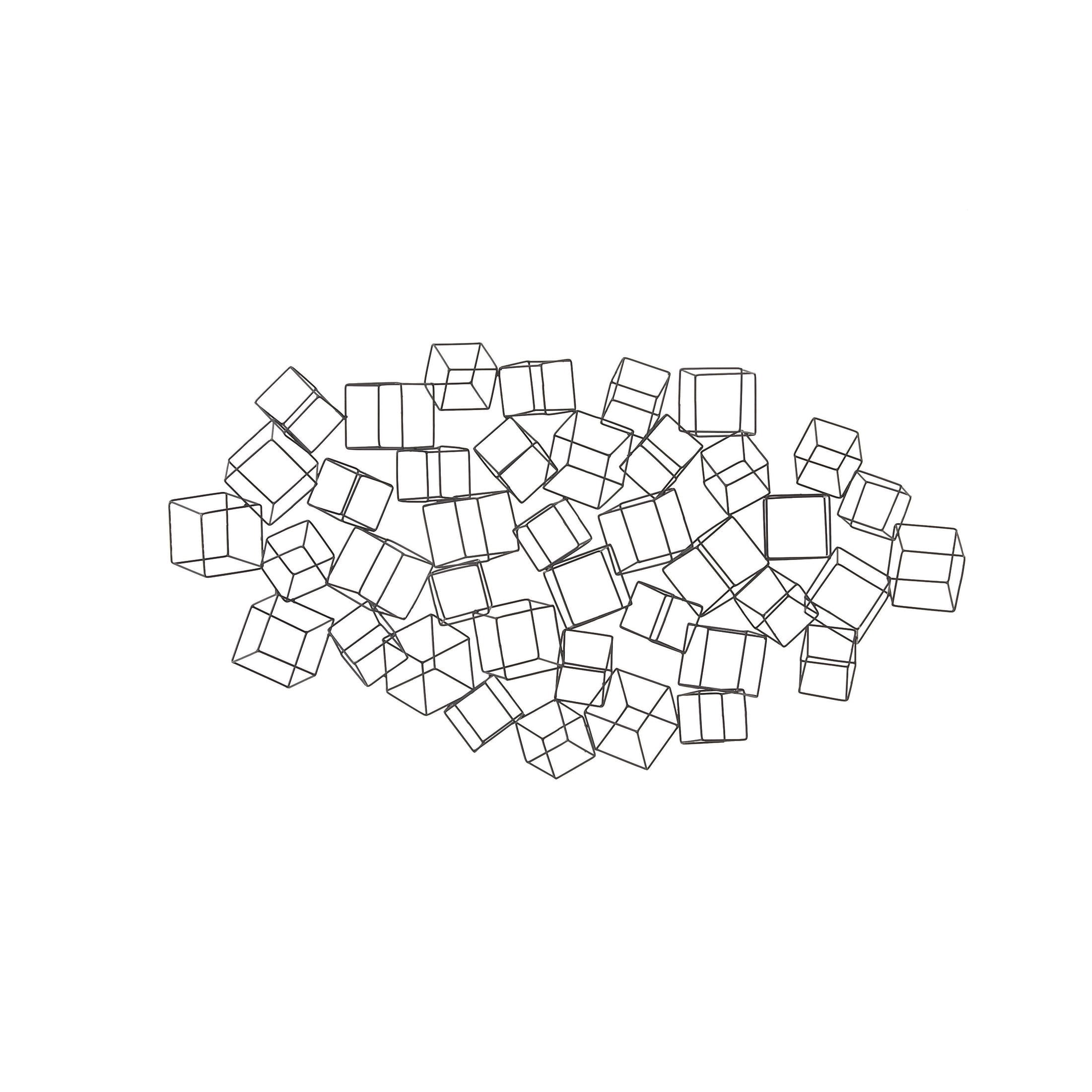 DecMode Black Metal 3D Layered Wire Cube Geometric Wall Decor
