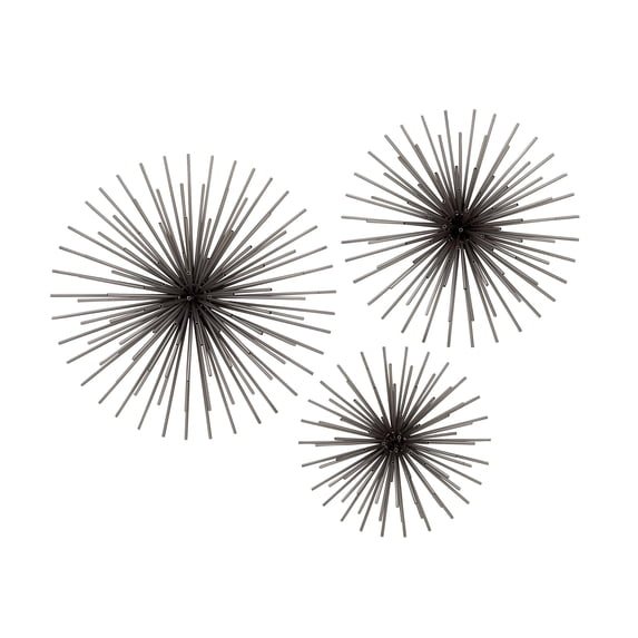 DecMode Black Metal 3D Starburst Wall Decor (3 Count)