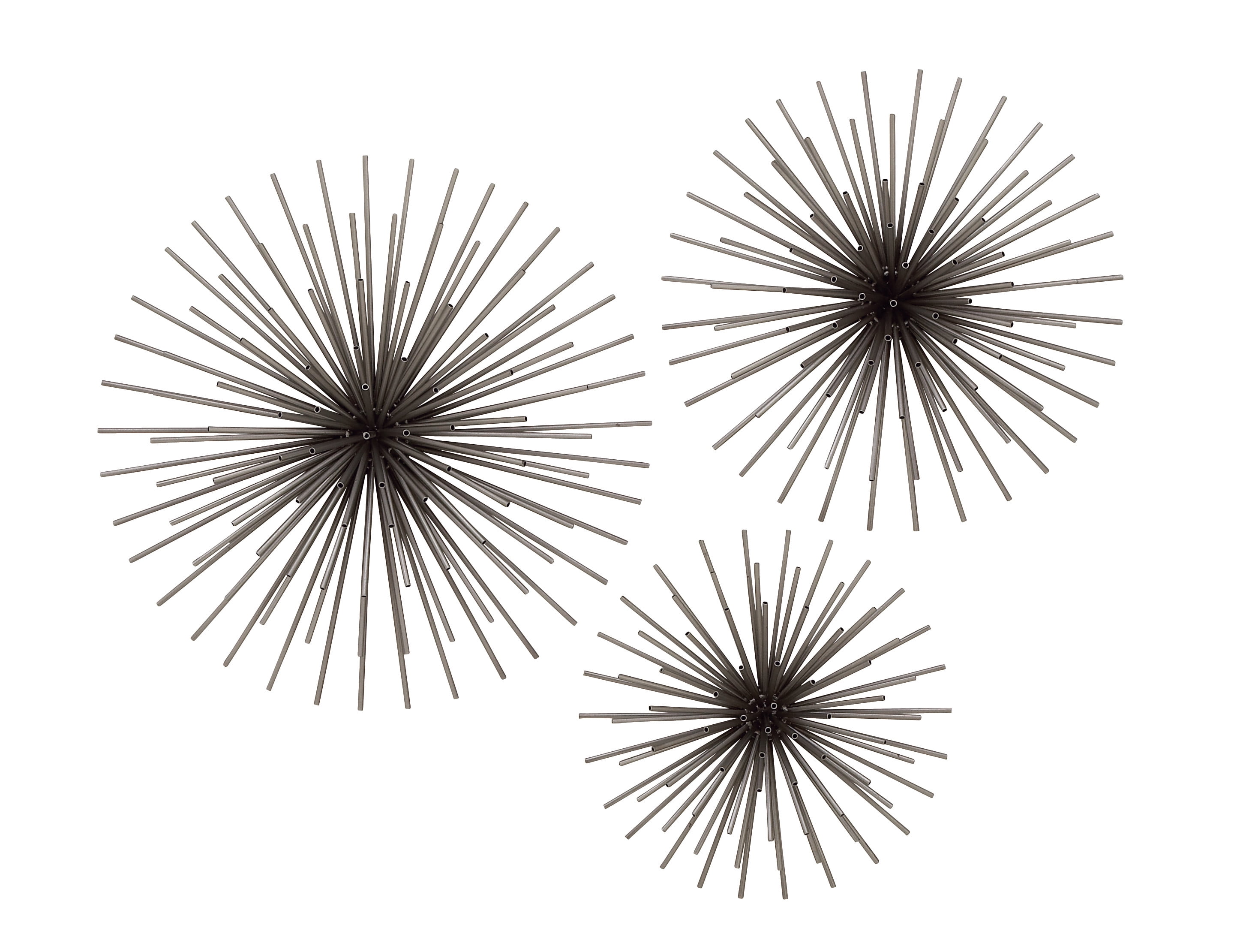Set of 3 Black Metal Starburst 3D Wall Sculptures