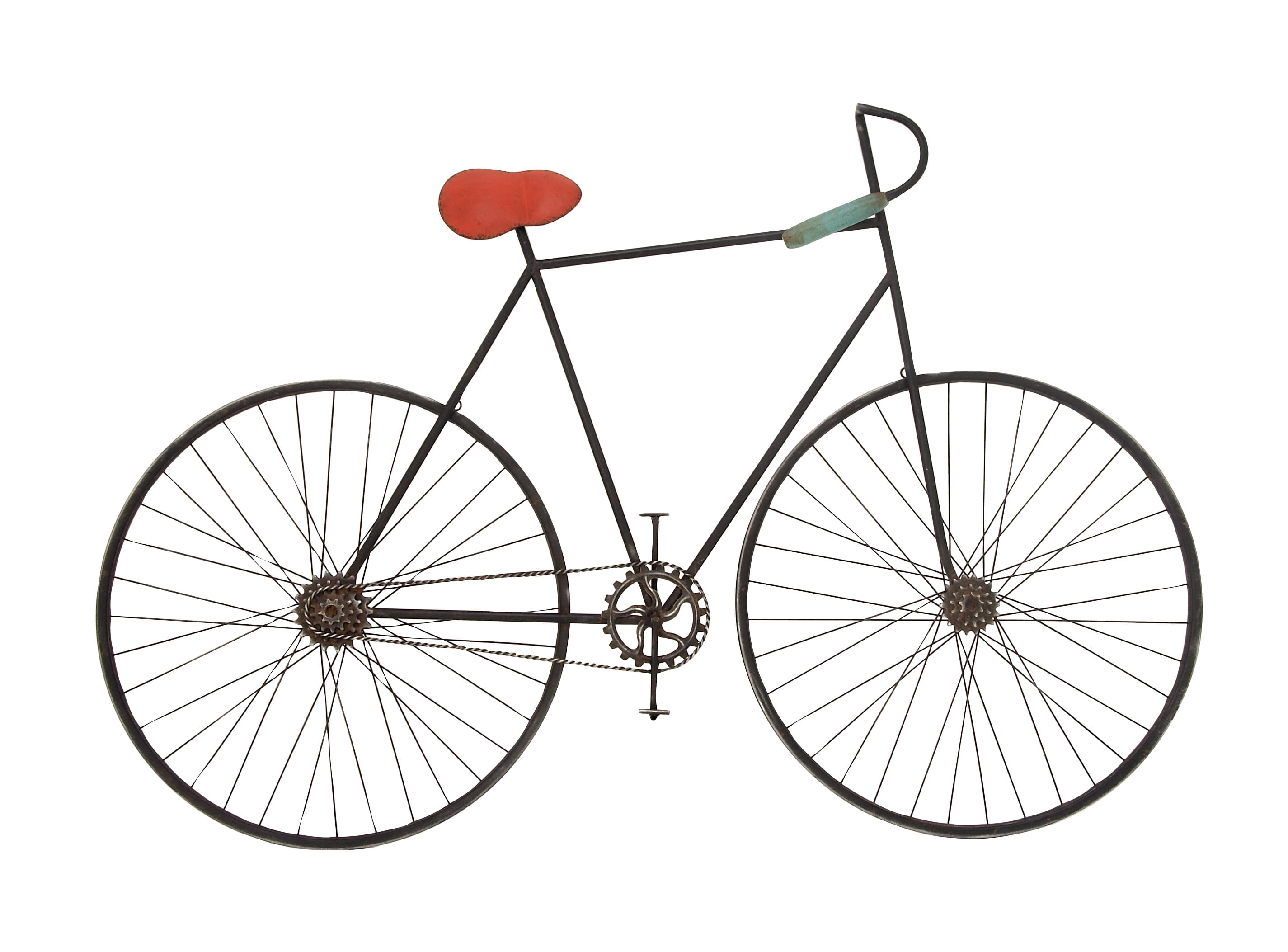 DecMode Black Metal Bike Wall Decor with Seat and Handles