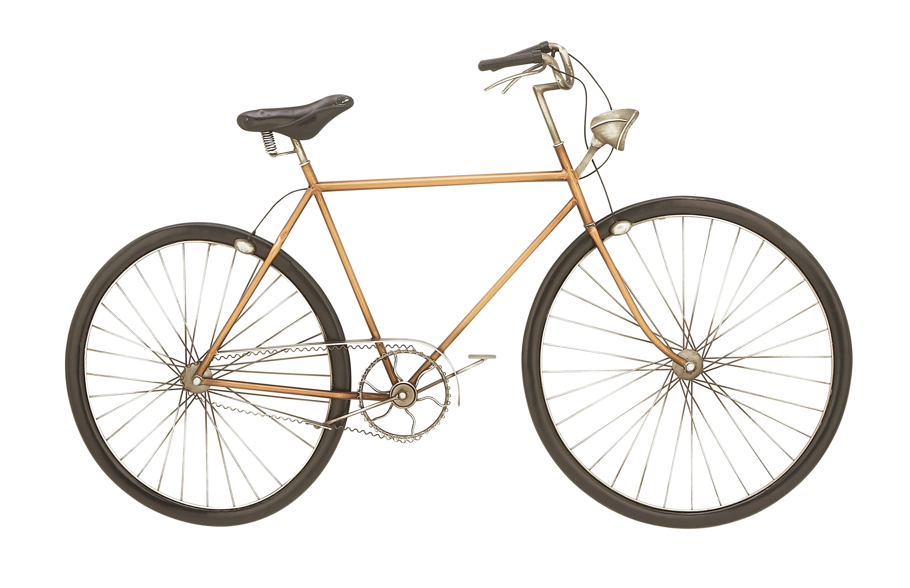 Vintage Gold and Black Metal Bicycle Wall Sculpture with Polished Finish