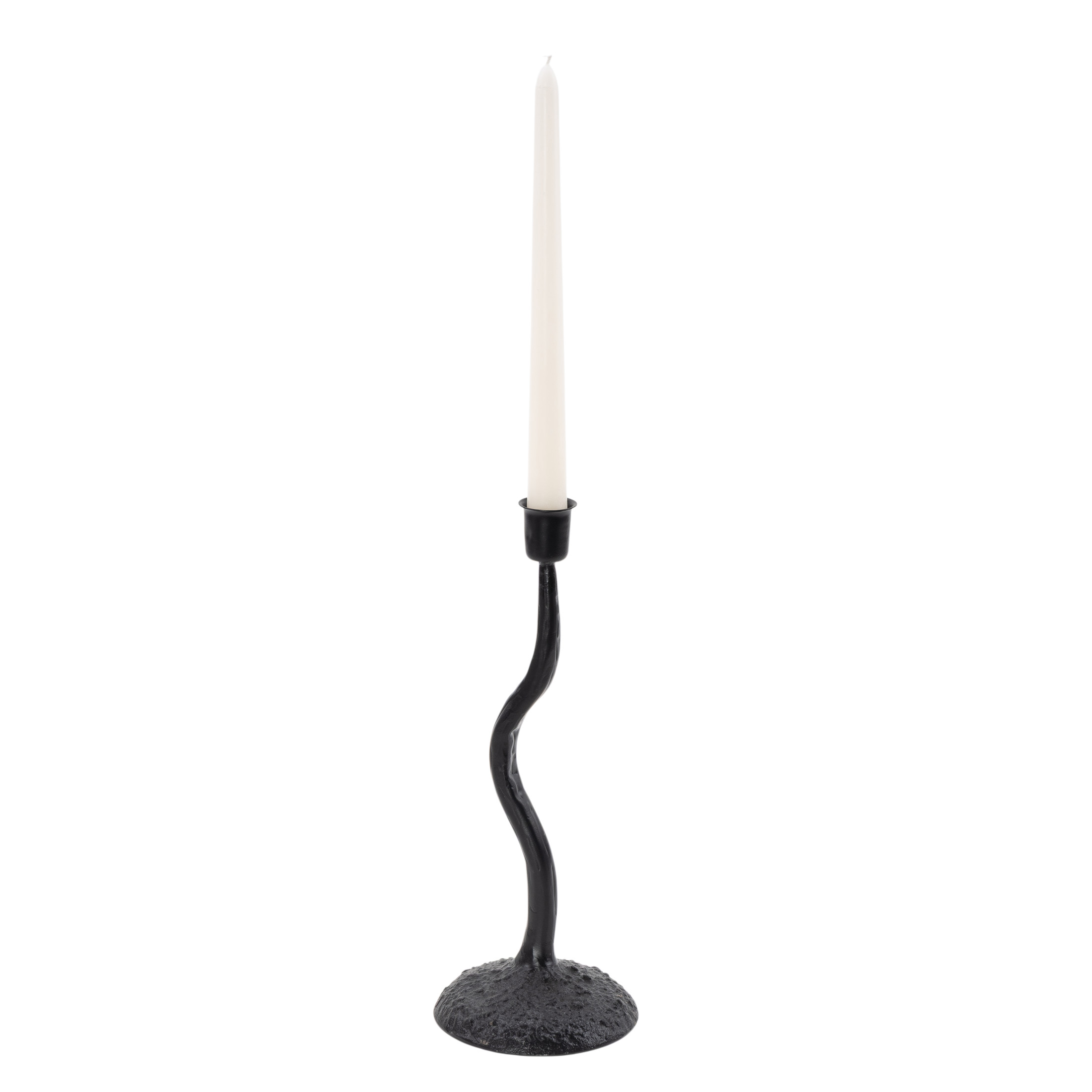 DecMode Black Metal Candle Holder with Round Base