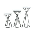 thumbnail image 1 of DecMode Black Metal Cone Shaped Rod Geometric Plantstand with Marble Tabletops (3 Count), 1 of 5