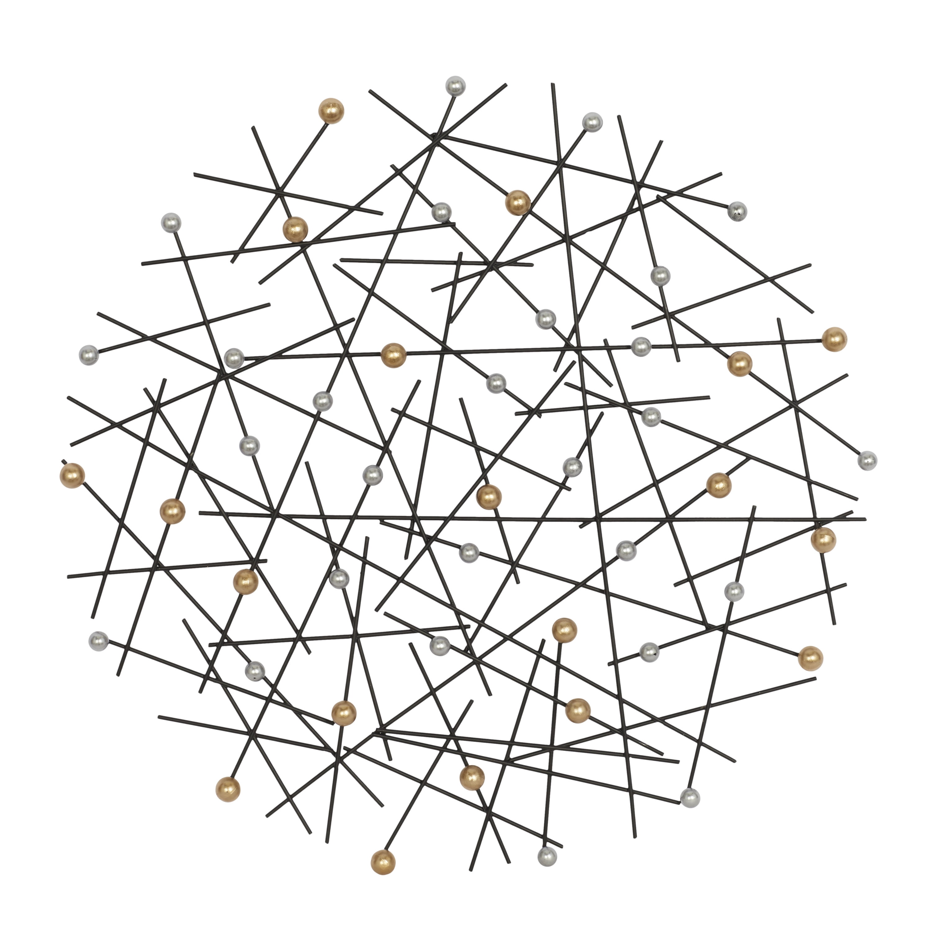 DecMode Black Metal Abstract Wall Decor with Round Accents