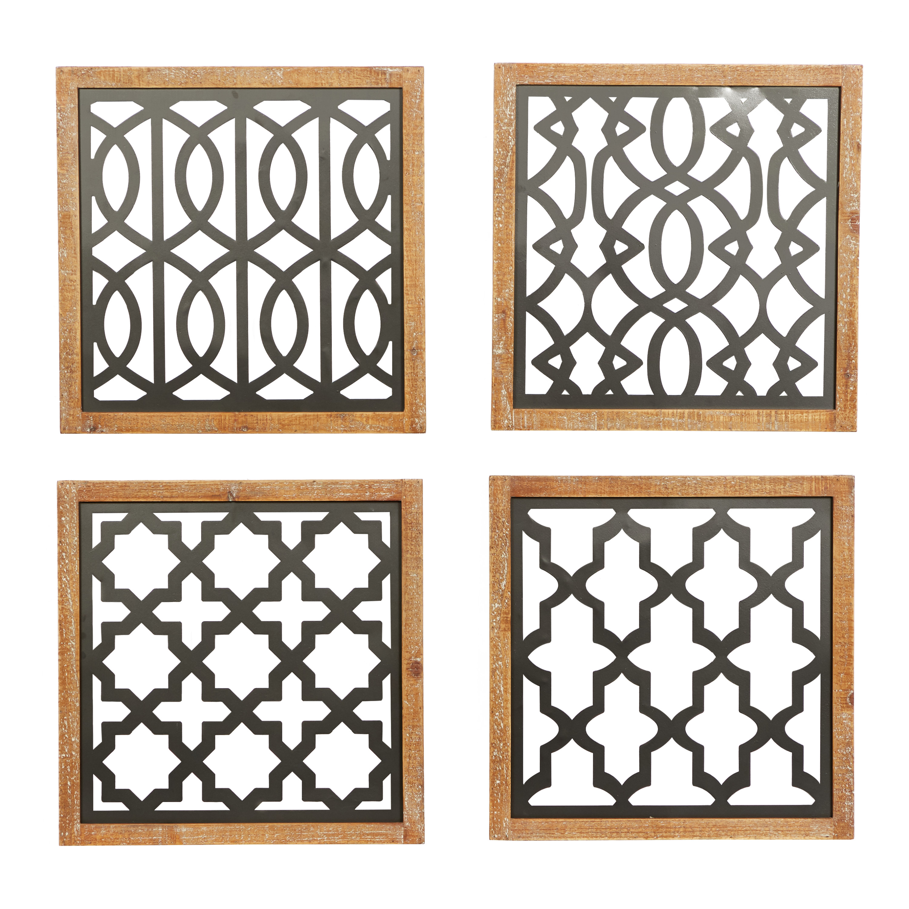 DecMode Black Metal Cut-out Geometric Wall Decor (4 Count) - Walmart.com
