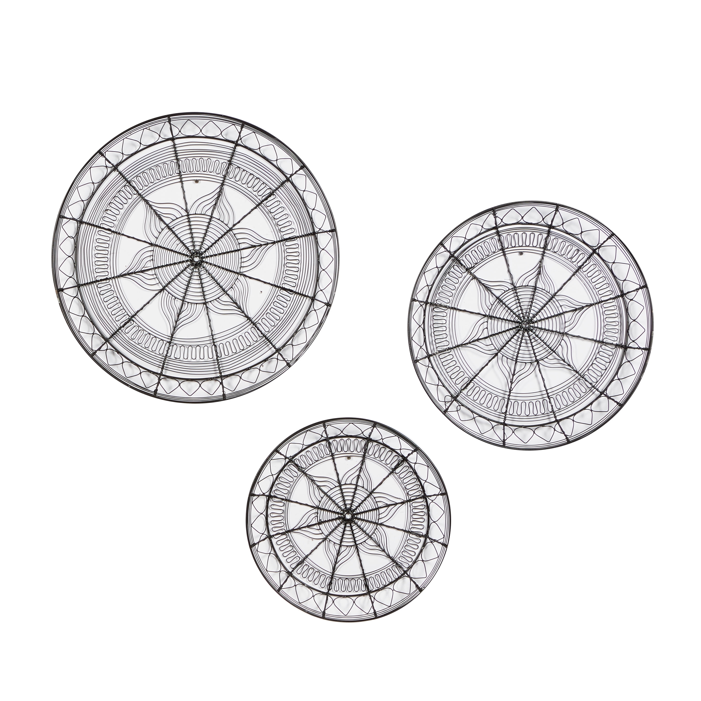 DecMode Black Metal Eclectic Wall Decor, Set of 3