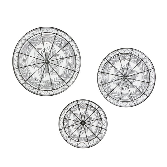 DecMode Black Metal Eclectic Wall Decor, Set of 3