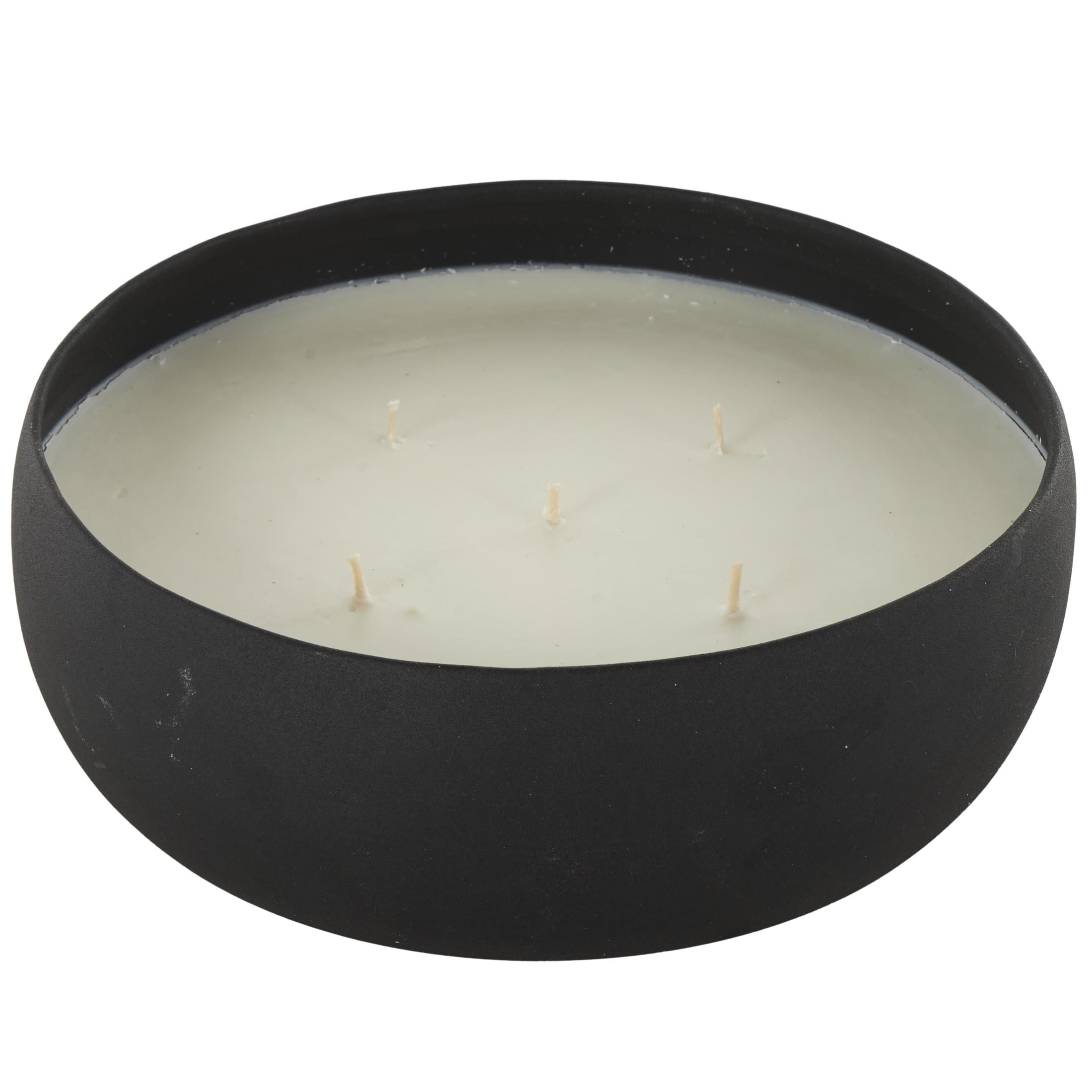 DecMode Black Metal Eucalyptus Spa Scented Textured 63oz 5 Wick Candle with White Wax