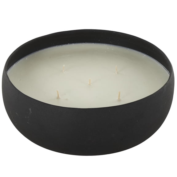 DecMode Black Metal Eucalyptus Spa Scented Textured 63oz 5 Wick Candle with White Wax