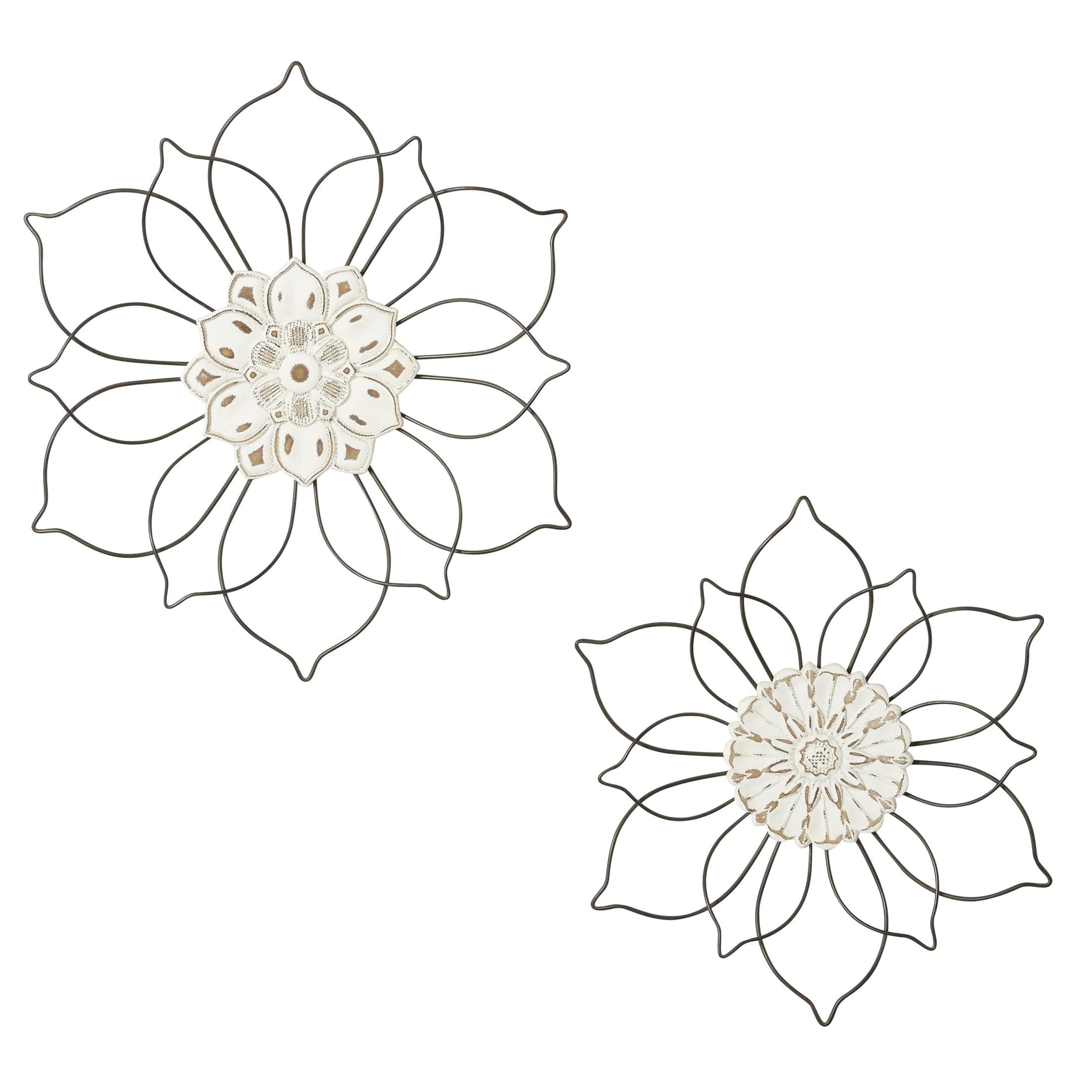 DecMode Black Metal Floral Wall Decor - Iron Home Decor - Walmart.com