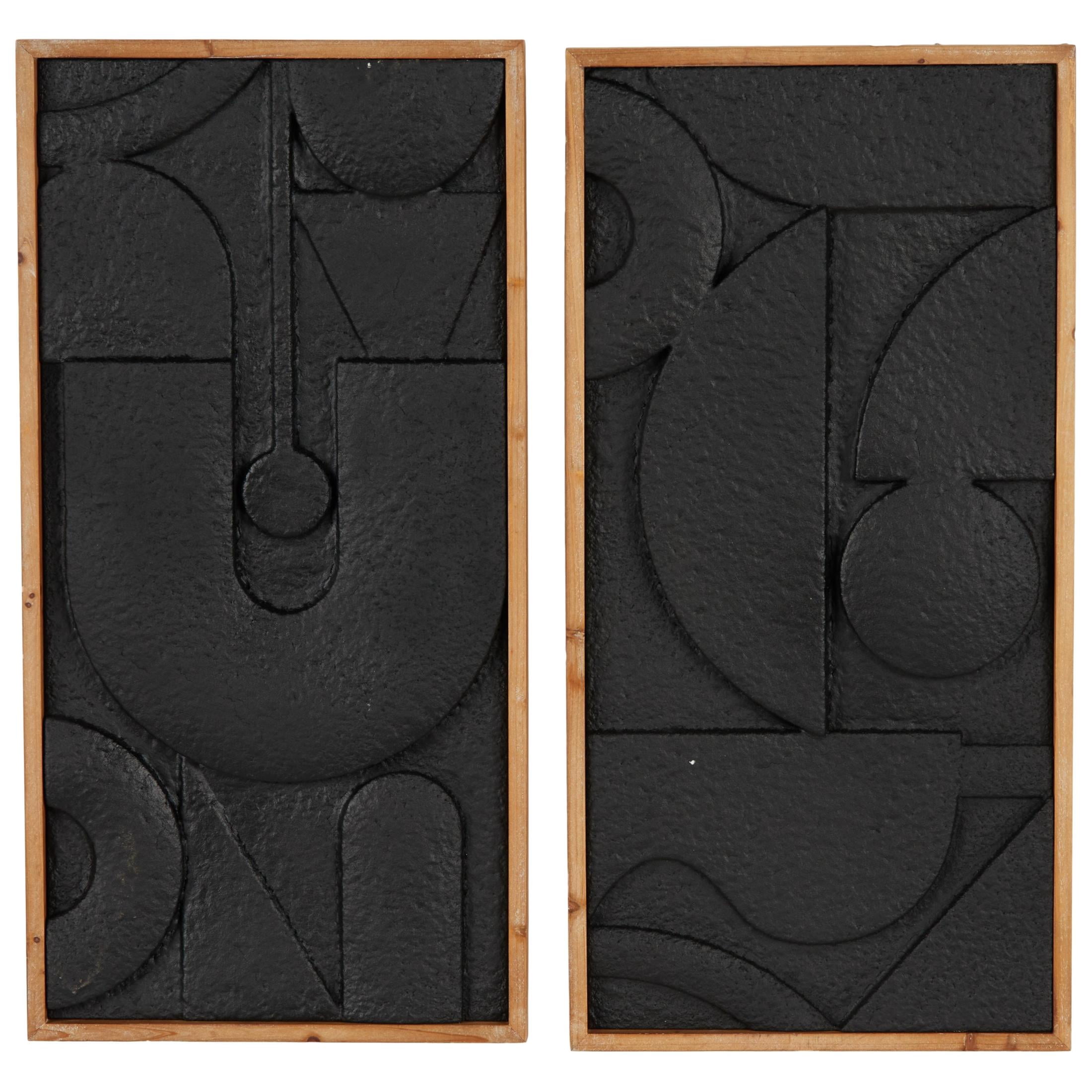 DecMode Black Metal Geometric Wall Decor (2 Count)