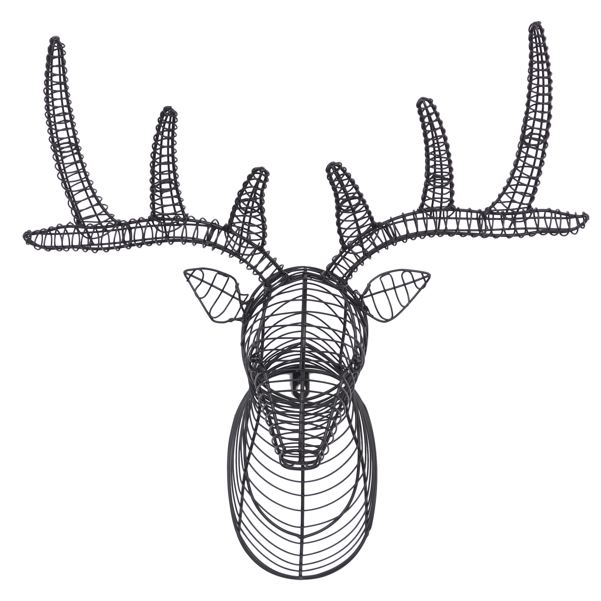 DecMode Black Metal Head Deer Wall Decor