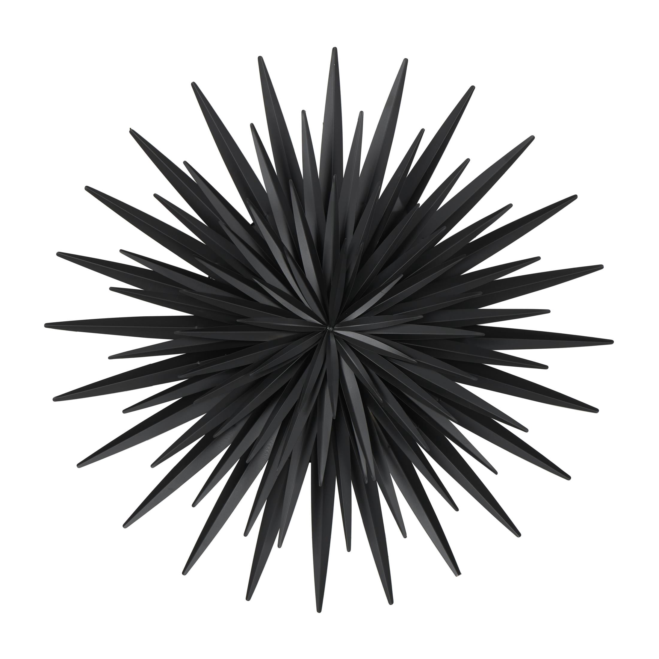 DecMode Black Metal Large Layered 3D Sunburst Wall Decor
