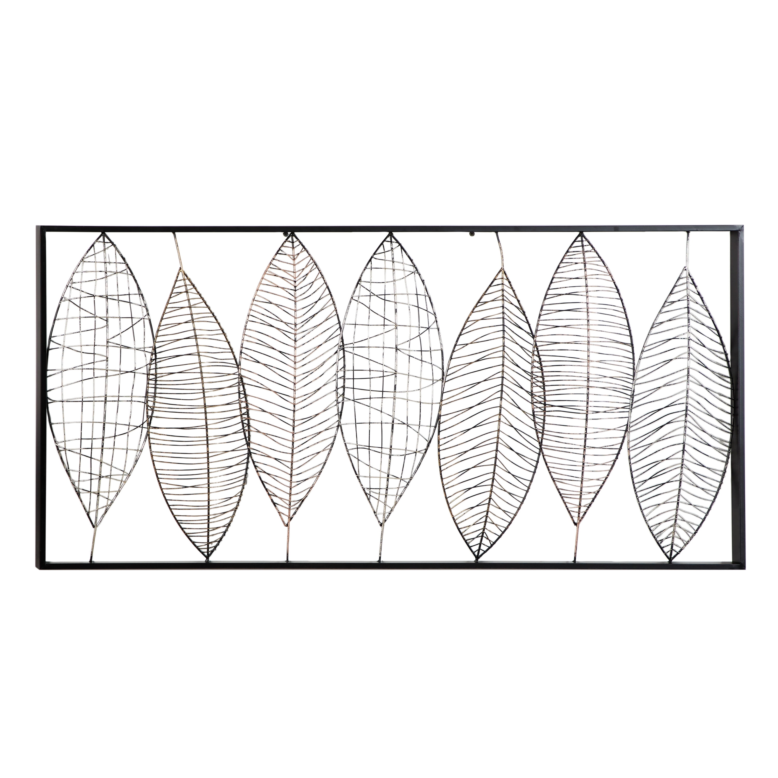 DecMode Black Metal Leaf Wall Decor with Black Frame
