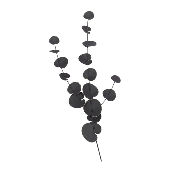 DecMode Black Metal Leaf Wall Decor