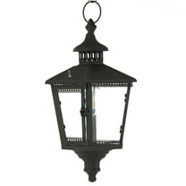 DecMode Black Metal Lighthouse Style Decorative Candle Lantern with Ring Handle