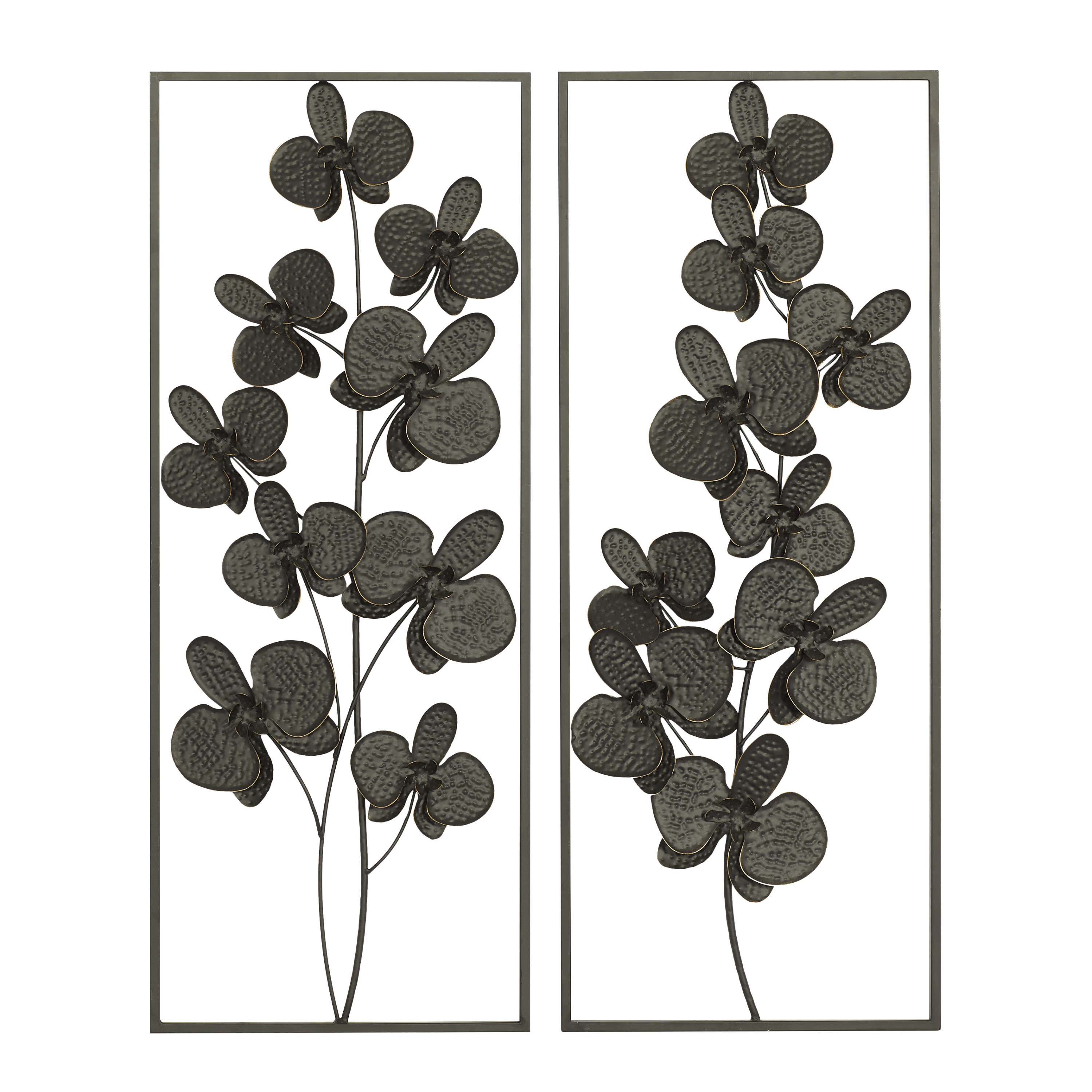 CosmoLiving by Cosmopolitan Gold Metal Orchid Floral Wall Decor with