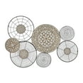 thumbnail image 1 of DecMode Black Metal Floral Wire Plate Wall Decor with Brown and White Scrolls, 1 of 14