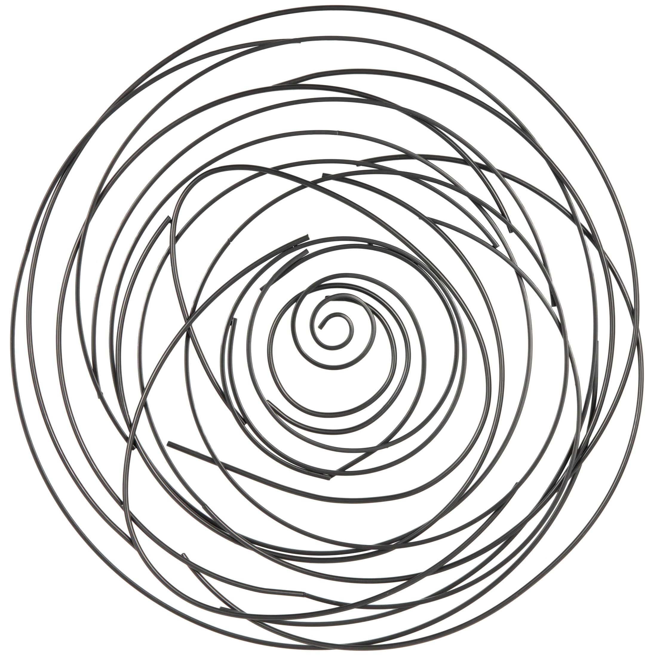 DecMode Black Metal Round Overlapping Lines Abstract Wall Decor