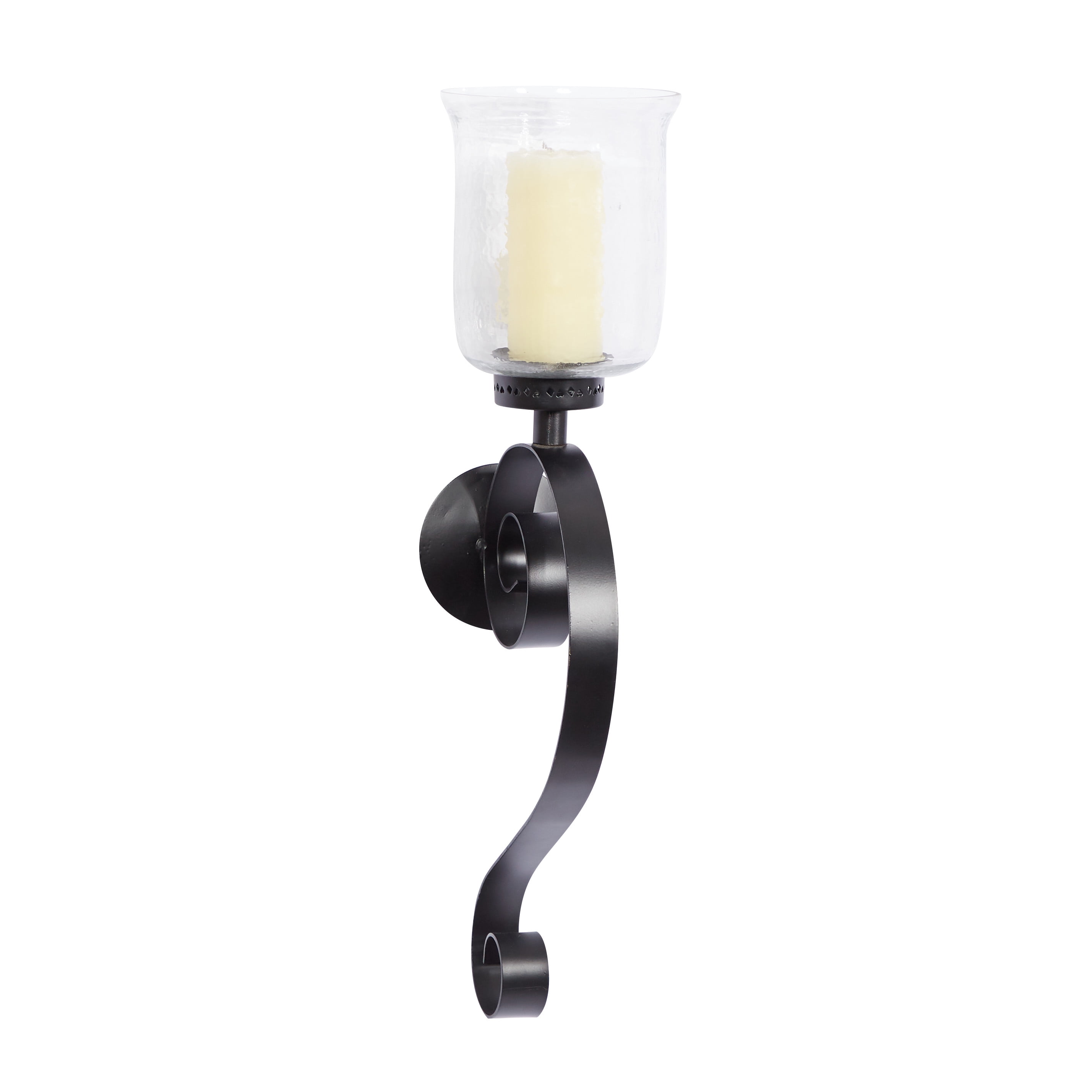 Elegant Scrollwork 27" Black Iron Wall Sconce, Plug-In Electric