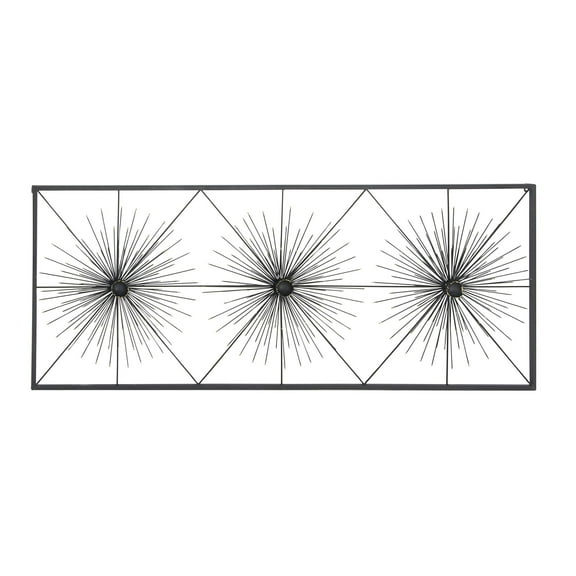 DecMode Black Metal Sea Urchin Starburst Wall Decor with Black Frame