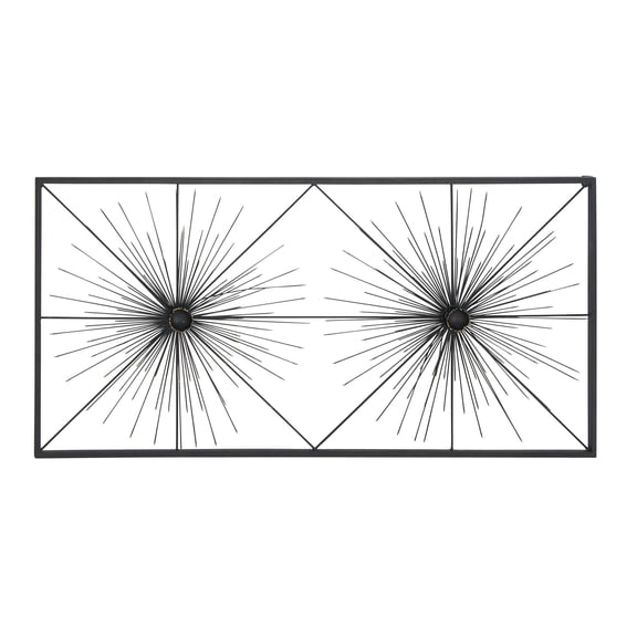 DecMode Black Metal Sea Urchin Starburst Wall Decor with Black Frame