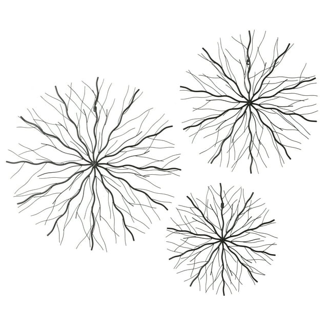 DecMode Black Metal Starburst Wall Decor with Branch Inspired Design (3