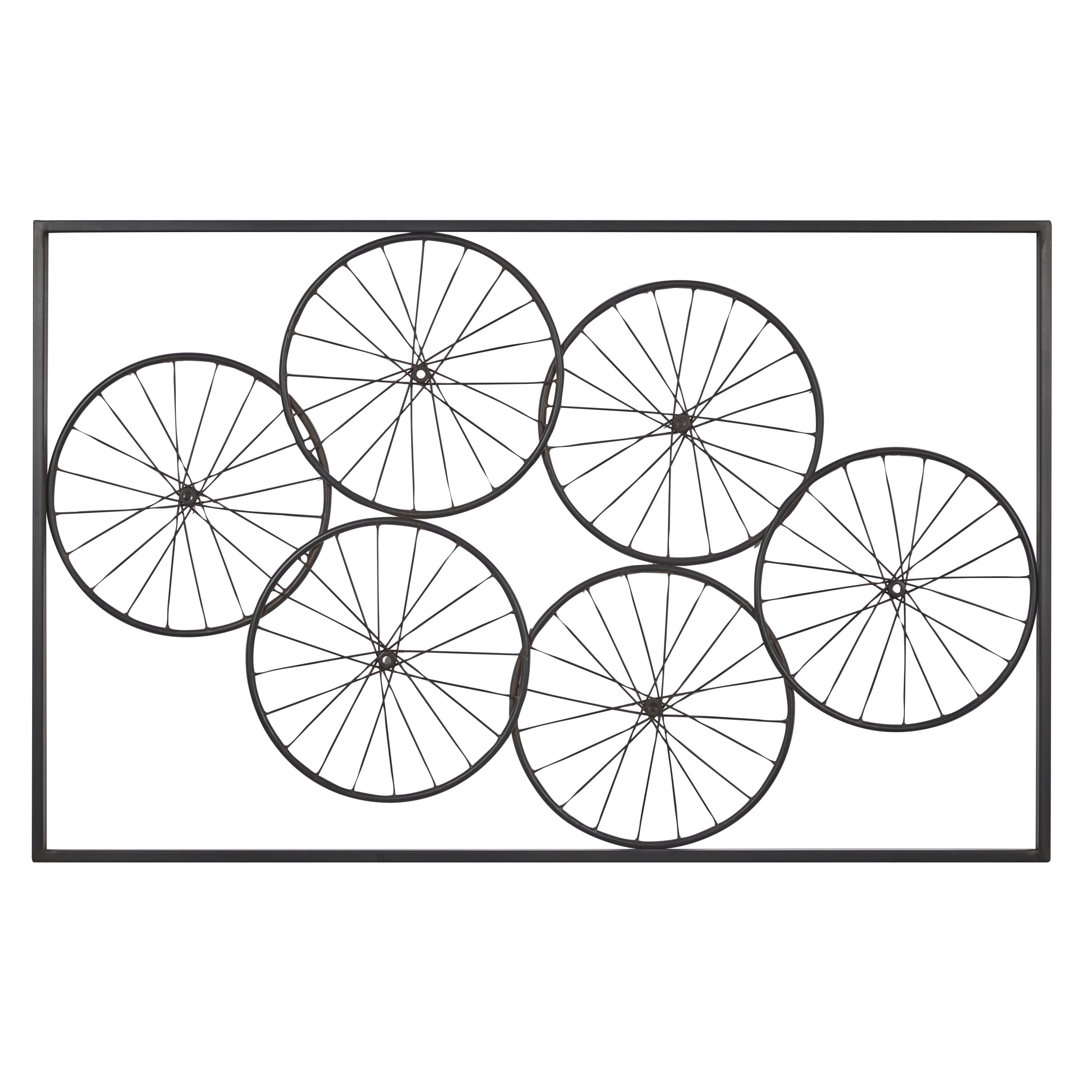 Large Black Metal Abstract Wheel Design Wall Art, 48" x 30.5"