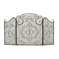 thumbnail image 1 of DecMode Black Traditional Metal 3 Panel Foldable Fireplace Screen with Mesh Netting and Scroll Pattens, 52"W x 35"H, 1 of 12