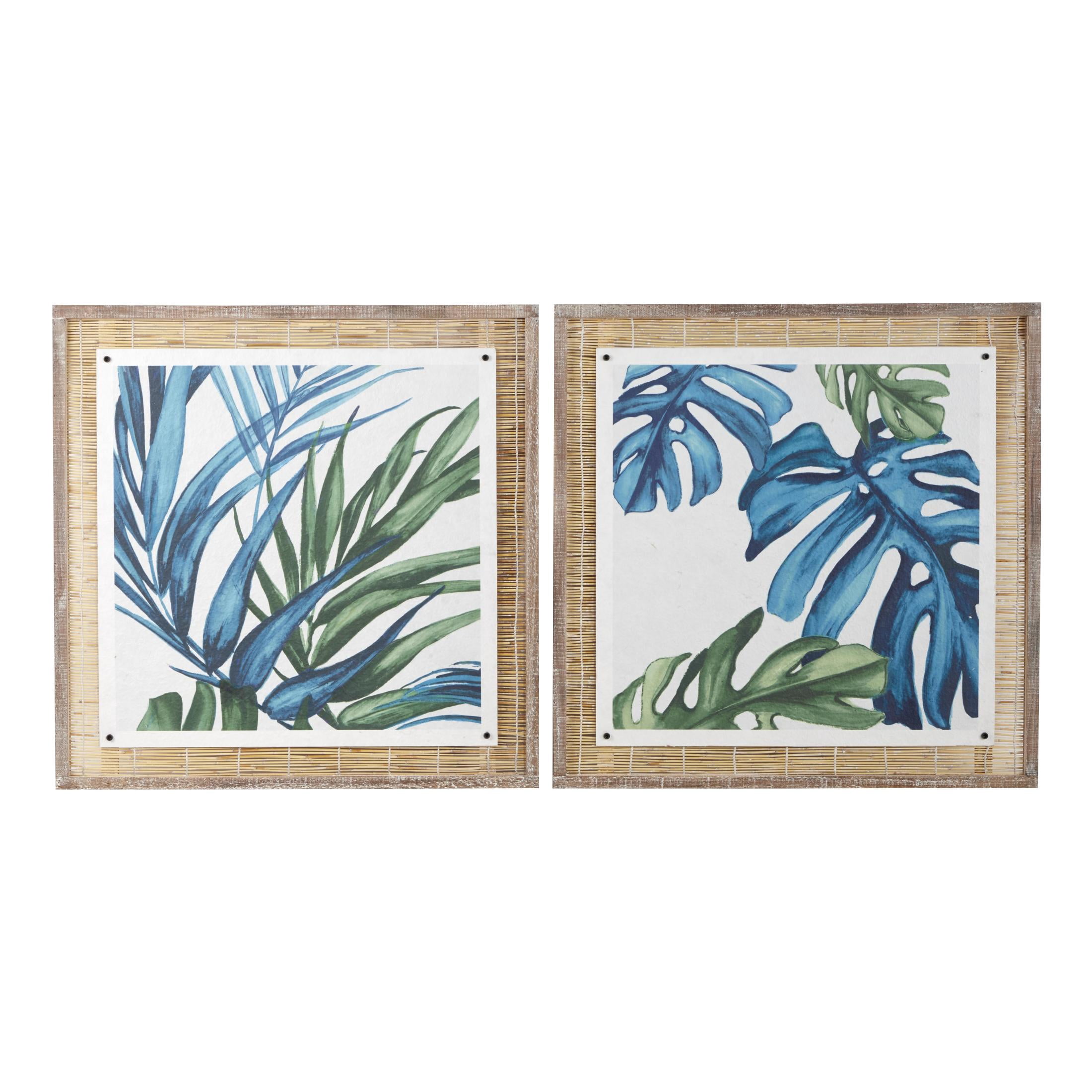 29" x 29" Leaf Framed Wall Art with Brown Frame, by DecMode (2 Count)
