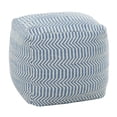thumbnail image 1 of DecMode Blue Fabric Pouf, 1 of 9