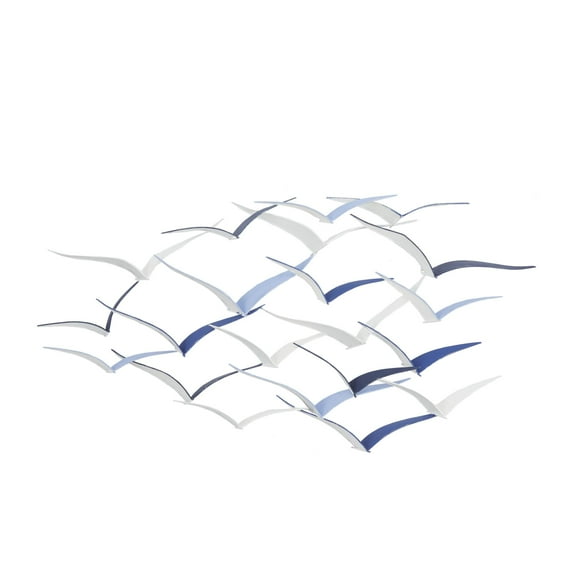 DecMode Blue Metal Flying Flock Of Bird Wall Decor