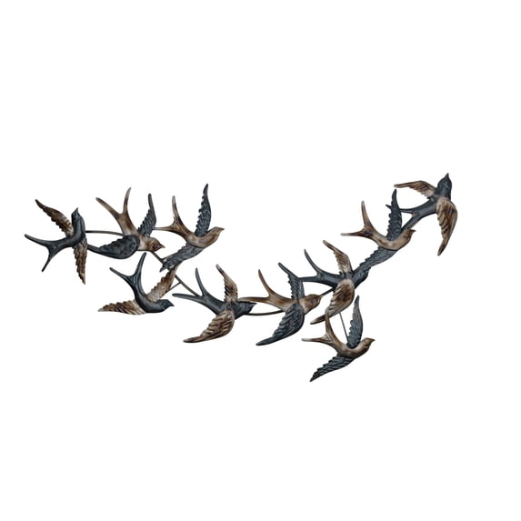 DecMode Blue Metal Flying Flock Of Bird Wall Decor