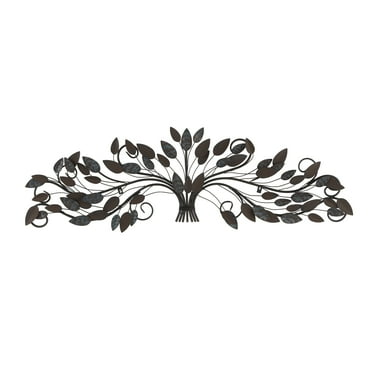 DecMode Blue Metal Leaf Wall Decor