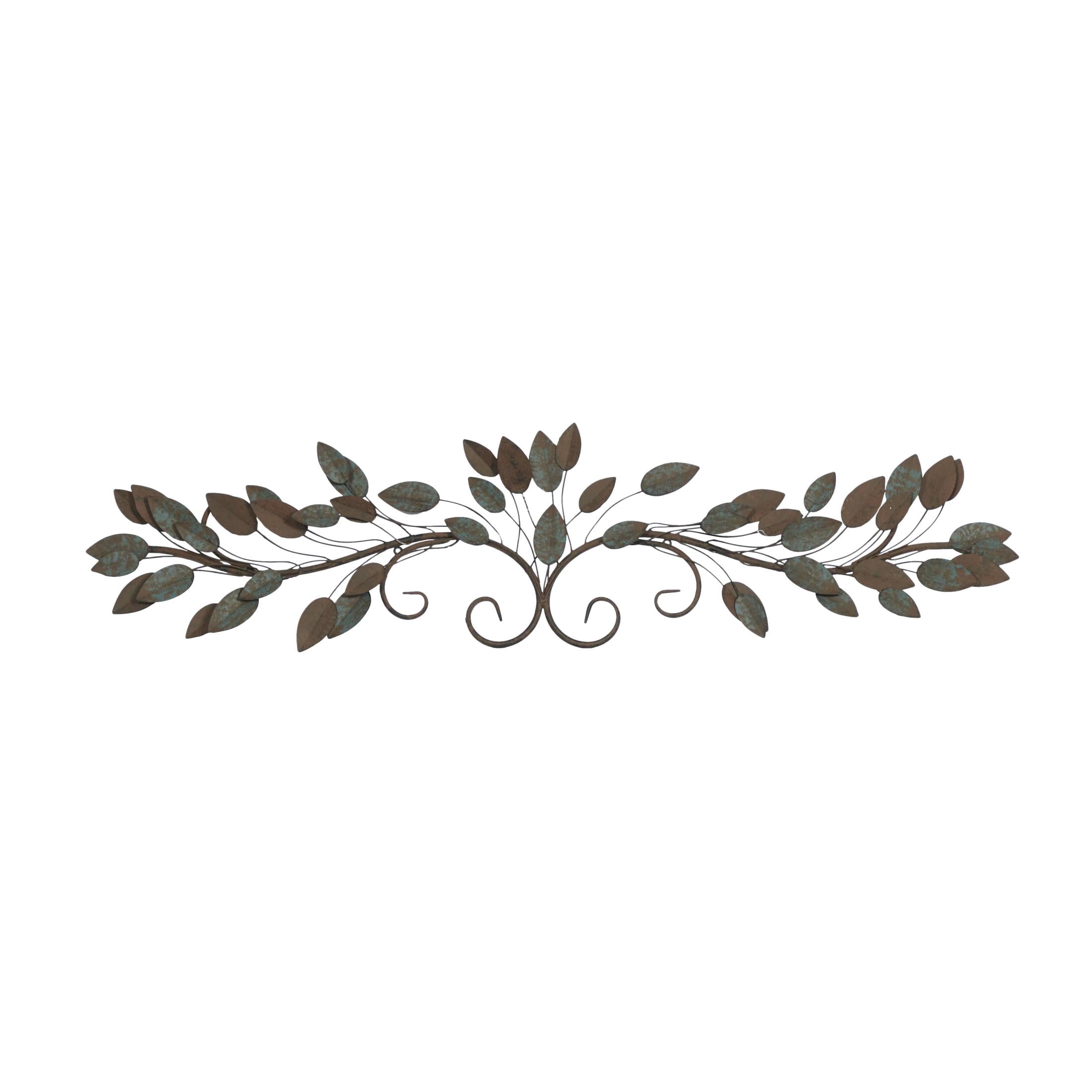 DecMode Blue Metal Scroll Leaf Wall Decor