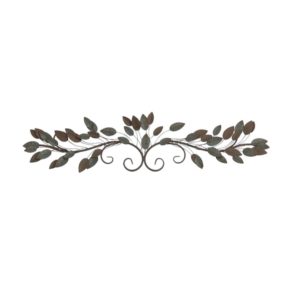 DecMode Blue Metal Scroll Leaf Wall Decor