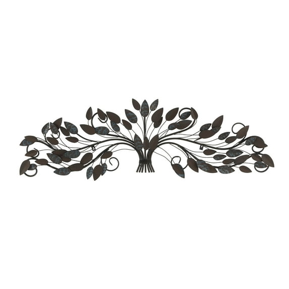 DecMode Blue Metal Leaf Wall Decor with Beaded Accents