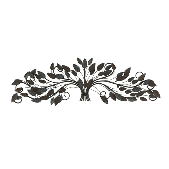 DecMode Blue Metal Leaf Wall Decor with Beaded Accents