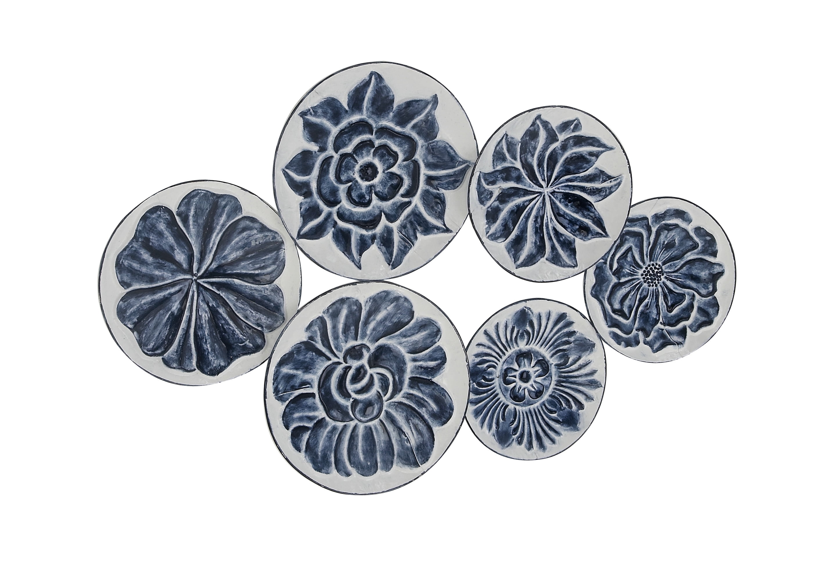 DecMode Blue Metal Plate Wall Decor with Embossed Details - Walmart.com
