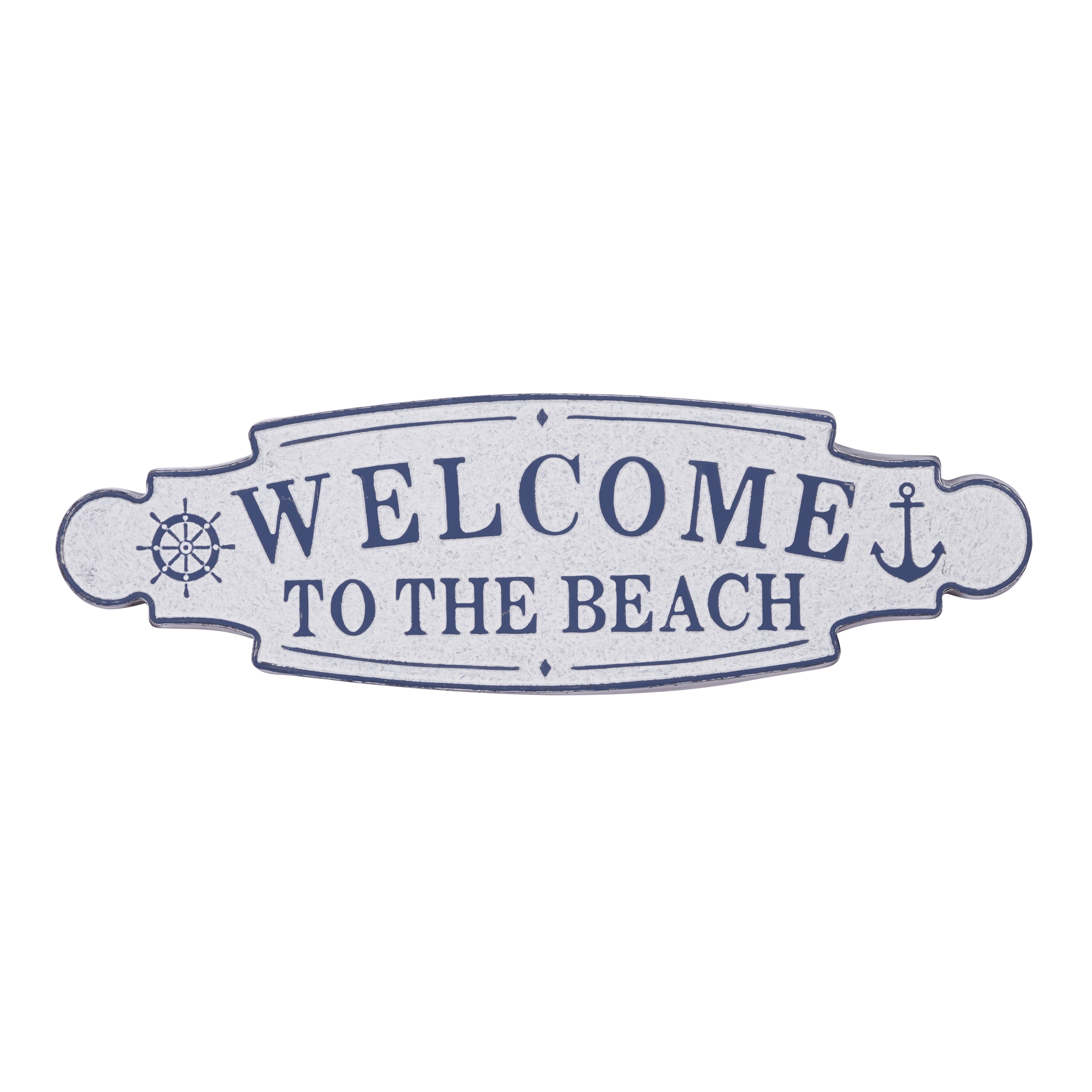 Blue Metal Nautical Welcome to the Beach Wall Sign