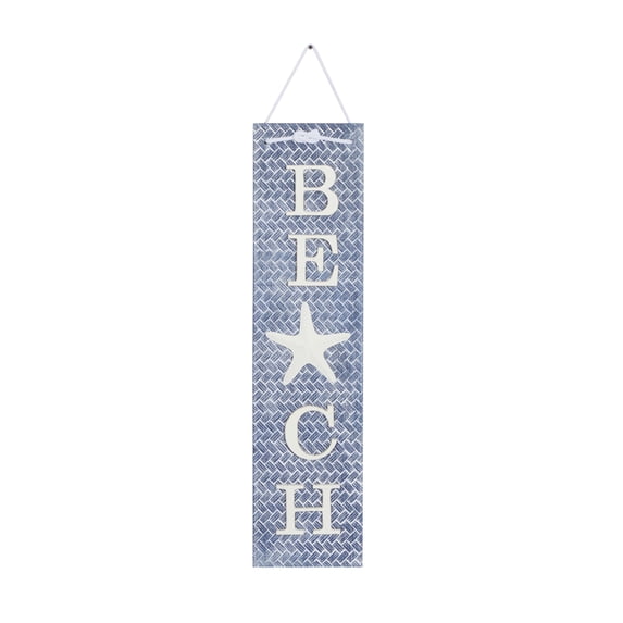 DecMode Blue Wood Beach Sign Wall Decor